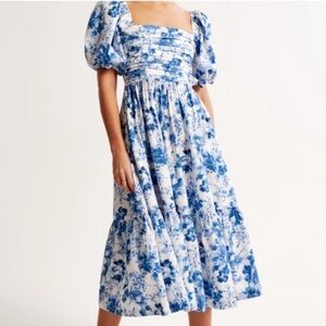 Abercrombie Emerson Poplin Dress in Blue M